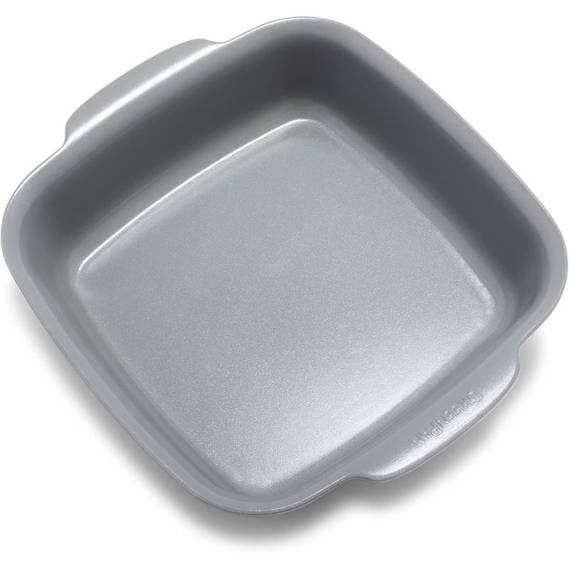 GreenPan Premiere Ovenware Healthy Ceramic Nonstick 8 Square Cake Baking Pan, Cast Aluminum Bakeware, Warp-Free, Oven and Broiler safe to 600F, Dishwasher Safe, PFAS-Free, Gray | Bigbigmart.com