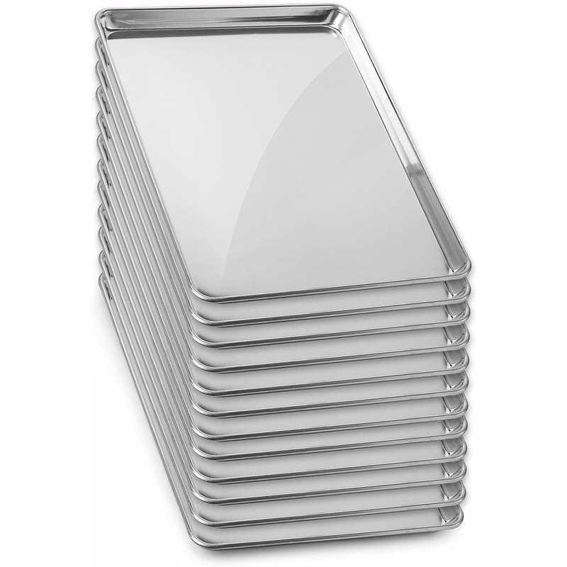 GRIDMANN 18 x 26 Commercial Grade Aluminum Cookie Sheet Baking Tray Pan Full Sheet – 12 Pans | Bigbigmart.com