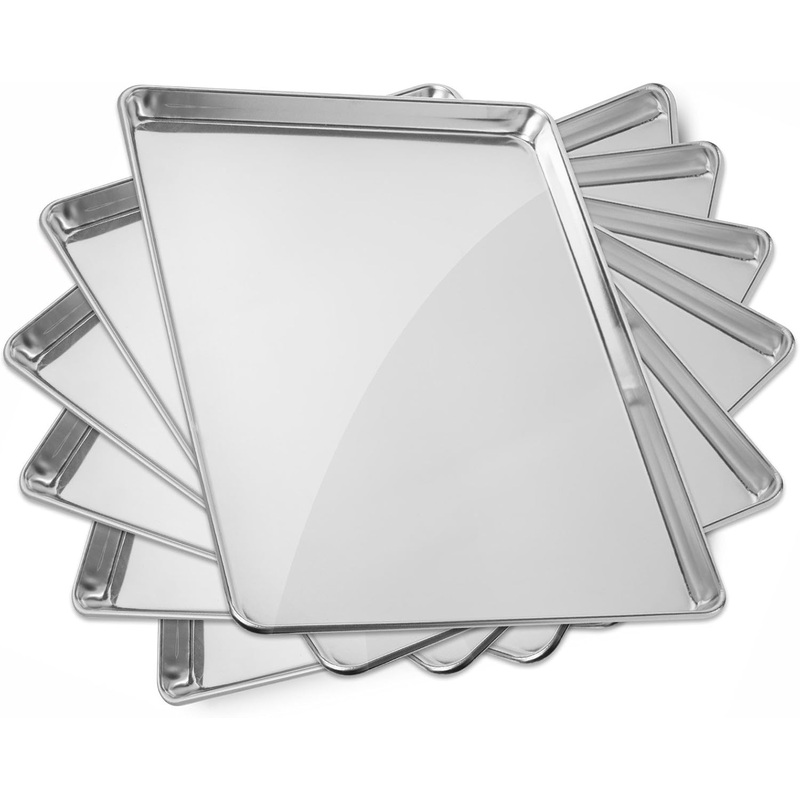 GRIDMANN 18 x 26 Commercial Grade Aluminum Cookie Sheet Baking Tray Pan Full Sheet – 6 Pans | Bigbigmart.com
