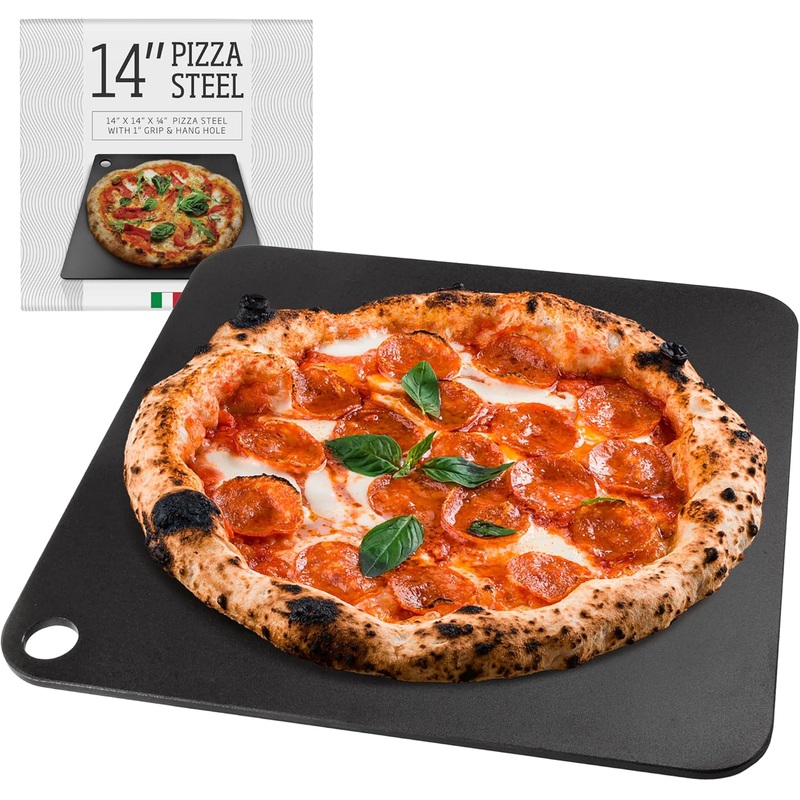 Impresa Pizza Steel for Oven – Durable Steel Platform with Finger Hole for Baking Pizza and Bread – 14×14 inches – Great Alternative to Pizza Stone – Create a Pizzeria Style Crust at Home | Bigbigmart.com