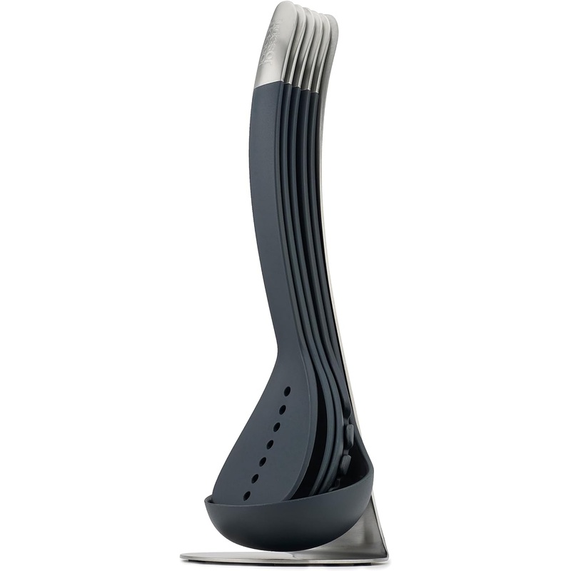 Joseph Joseph Nest 5 Compact Stacking Utensils kitchen tool set with magnetic storage stand, organization, dishwasher safe – Black/Stainless Steel | Bigbigmart.com