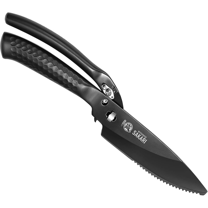 MITSUMOTO SAKARI 10 inch Japanese Kitchen Scissorss, Black Titanium Plating Kitchen Shears Heavy Duty, Multipurpose Alloy Steel Poultry Shears for Chicken, Meat, Bone & Fish | Bigbigmart.com