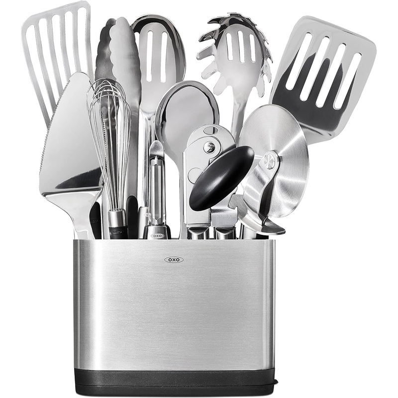OXO Steel Piece Utensil Set, 15 PC, Stainless Steel | Bigbigmart.com