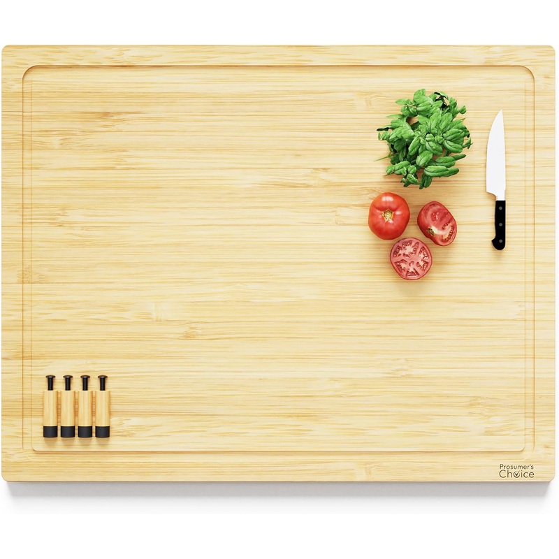 Prosumer’s Choice Stovetop Cover Bamboo Large Cutting Board – Sustainable Bamboo Work Surface, Expands Kitchen Space, Easy to Clean – Adjustable Legs and Juice Grooves – 27.2 x21.4 x 3.1 inches | Bigbigmart.com