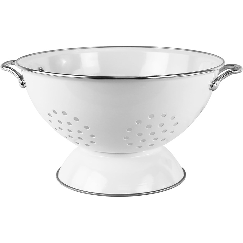 Reston Lloyd Enamel Steel Colander & Vegetable Strainer, 5 Quart, White | Bigbigmart.com