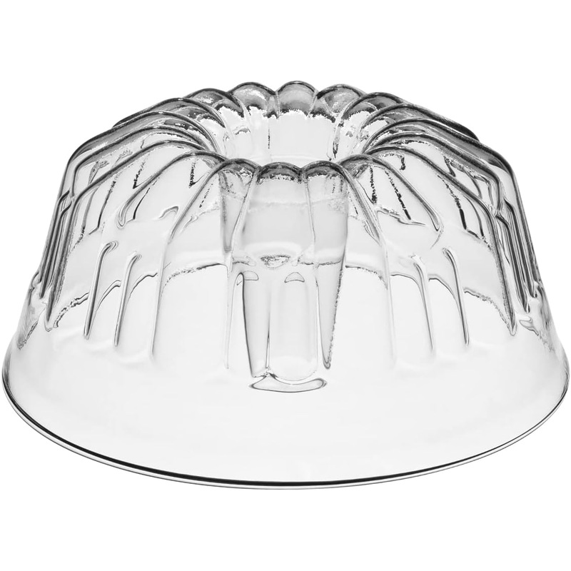 SIMAX Glass Bundt Cake Pan, Shallow (4.75), Heat, Cold, and Shock Proof, Holds 2.1 Quarts (8.4 Cups), Made in Europe, Great for Ring Cakes, Puddings, Desserts, Monkey Bread, and More | Bigbigmart.com