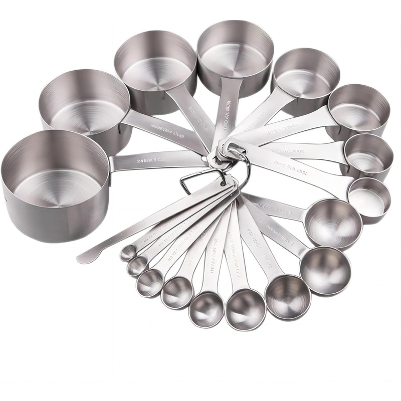 Smithcraft Measuring Cups and Measuring Spoons Set, Stainless Steel Measuring Cups and Spoons, 18/8 Steel Heavy Duty 8 Measuring cups, 9 Measuring Spoons, Baking Measure Cups Spoons | Bigbigmart.com