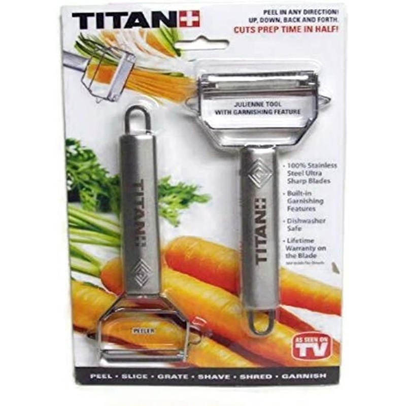 Stainless Steel Blade Vegetable Peeler Julienne Tool with Garnishing Feature – Slicer Shredder Cutter for Kitchen Home Staple – TTPLR | Bigbigmart.com