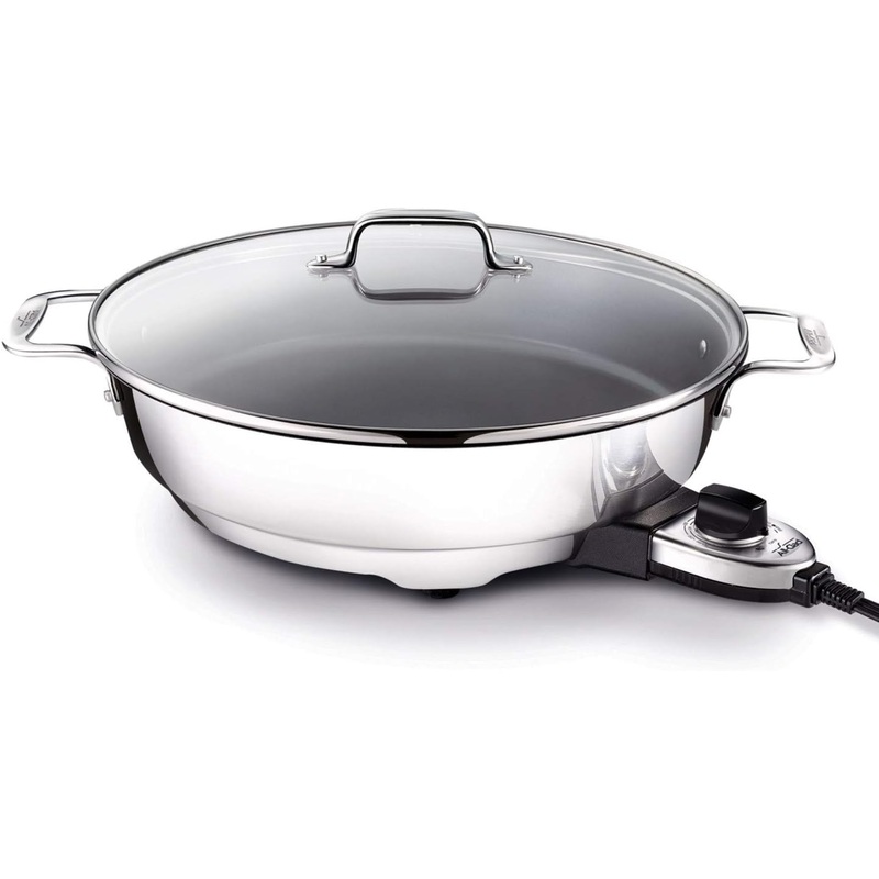All-Clad Electrics Stainless Steel and Nonstick Surface Skillet 7 Quart 1800 Watts Temp Control, Cookware, Pots and Pans, Oven, Broil, Dishwasher Safe | Bigbigmart.com