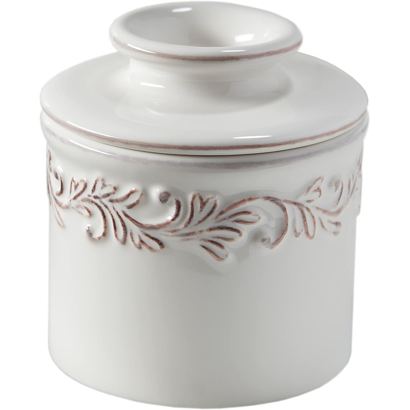Butter Bell – The Original Butter Bell crock by L Tremain, a Countertop French Ceramic Butter Dish Keeper for Spreadable Butter, Antique Collection, White Linen | Bigbigmart.com