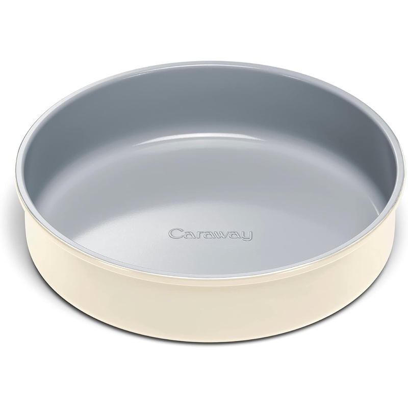 Caraway 9 Circle Pan – Non-Stick Ceramic Coating – Free From Forever Chemicals – Perfect for Birthday Cakes, Tartes, & More – Cream | Bigbigmart.com