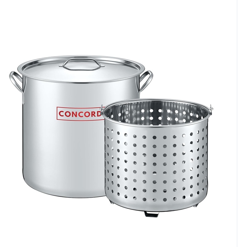 CONCORD 53 QT Stainless Steel Stock Pot w/Basket. Heavy Kettle. Cookware for Boiling | Bigbigmart.com