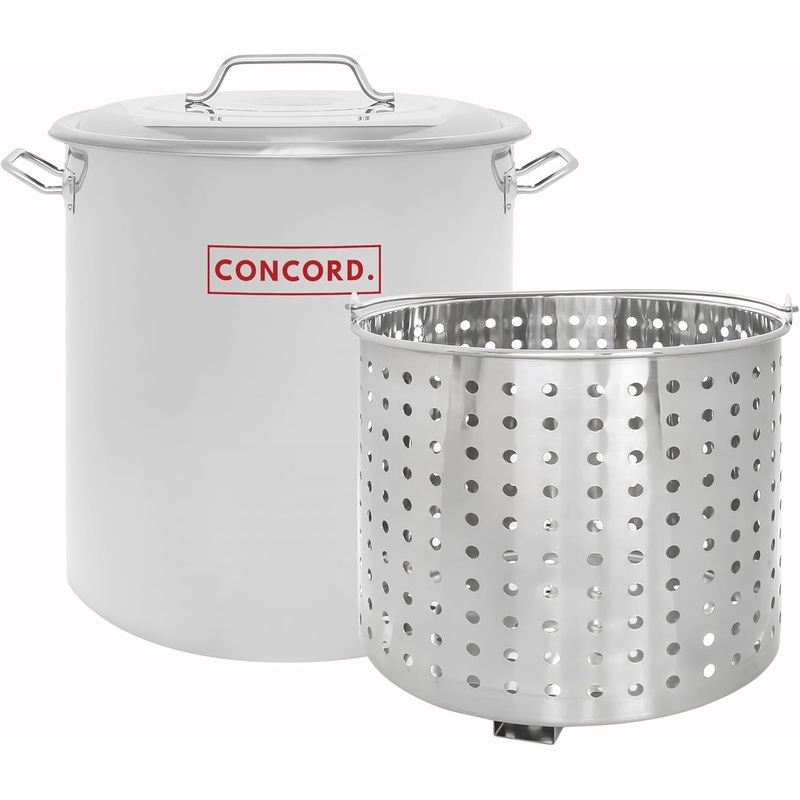 CONCORD Stainless Steel Stock Pot w/Steamer Basket. Cookware great for boiling and steaming (120 Quart) | Bigbigmart.com