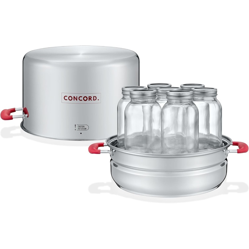 Concord Stainless Steel Turbo Steam Canner Canning Steamer Pot Set. Includes Canning Rack and Mason Jars (Induction Compatible). | Bigbigmart.com