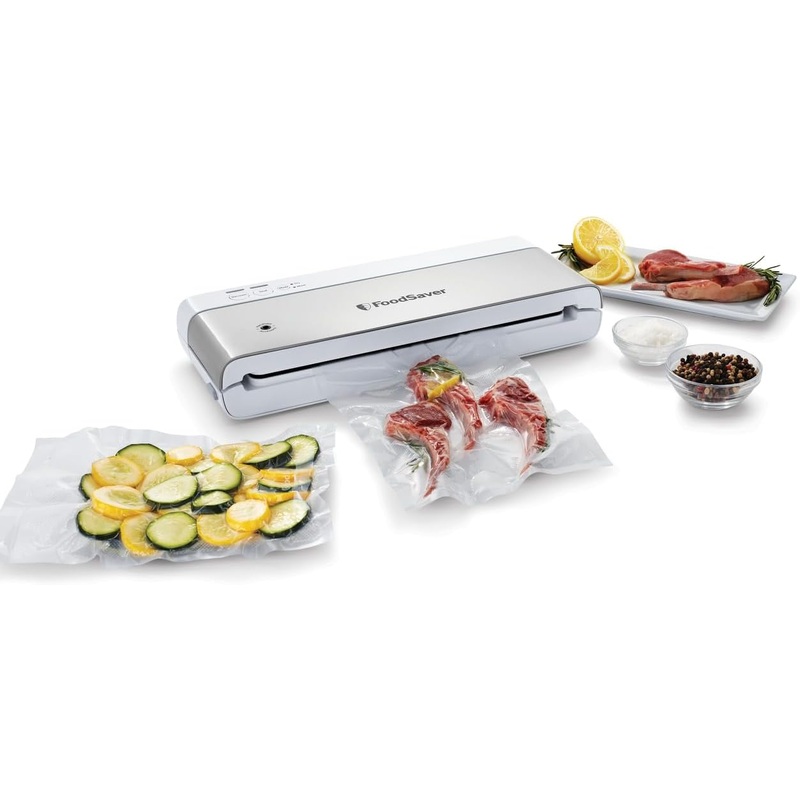 FoodSaver Compact Vacuum Sealer Machine with Airtight Bags and Roll – Ideal for Sous Vide and Airtight Food Storage, White | Bigbigmart.com