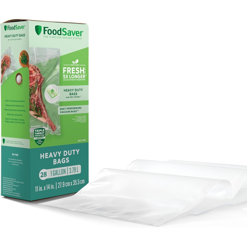 FoodSaver Gallon Vacuum Seal Bags, Heavy Duty, 28 Pack, Extended Life for Freshness, Enhanced Protection | Bigbigmart.com