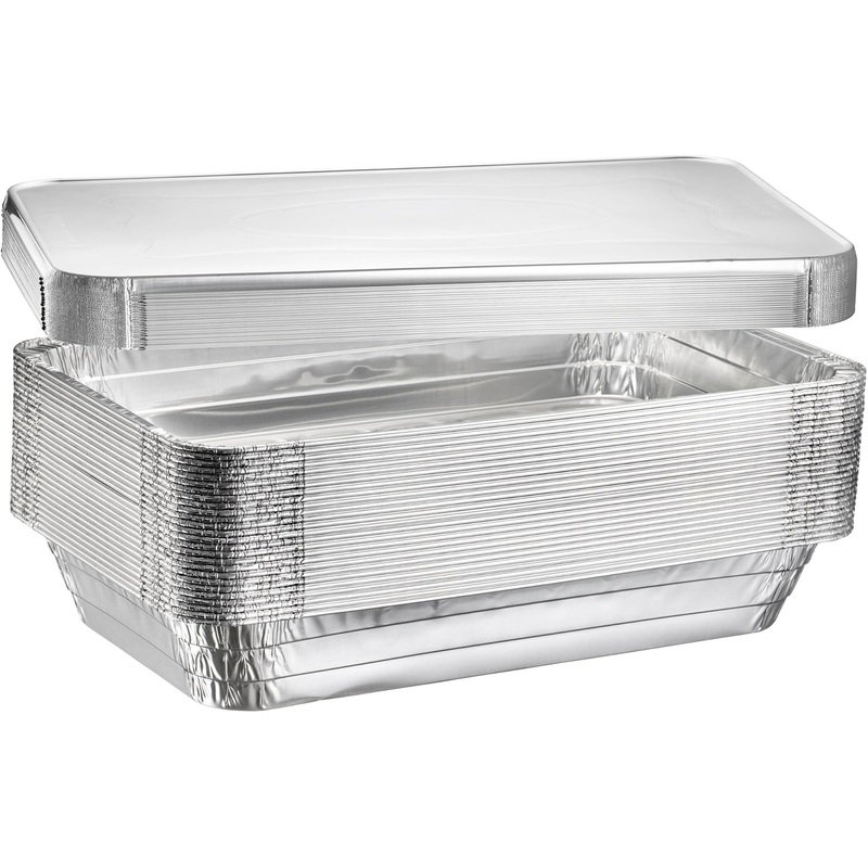 Full Size Deep Steam Aluminum Table Pans – Disposable to go Foil Pans for Chafing, Baking, Storing and Catering Containers (21 x 13 x 3) (10, With Lids) | Bigbigmart.com