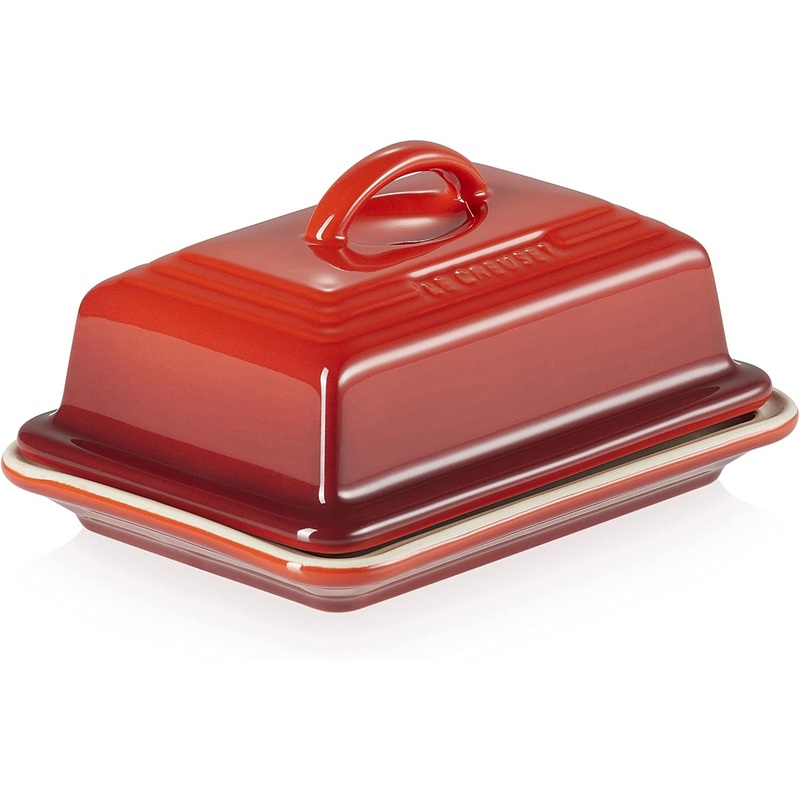 Le Creuset Stoneware European Butter Dish, Cerise | Bigbigmart.com