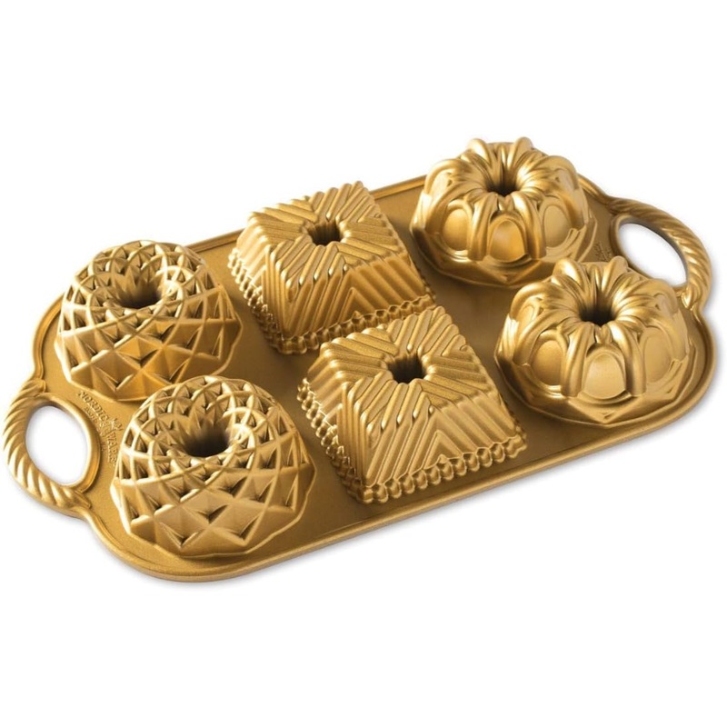 Nordic Ware Geo Bundtlette, 3.5 Cups , Gold | Bigbigmart.com