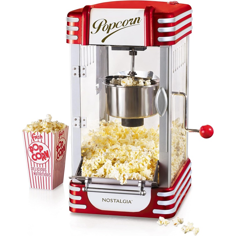 Nostalgia Popcorn Maker Machine – Professional Tabletop With 2.5 Oz Kettle Makes Up to 10 Cups – Vintage Popcorn Machine Movie Theater Style – Metalic Red | Bigbigmart.com