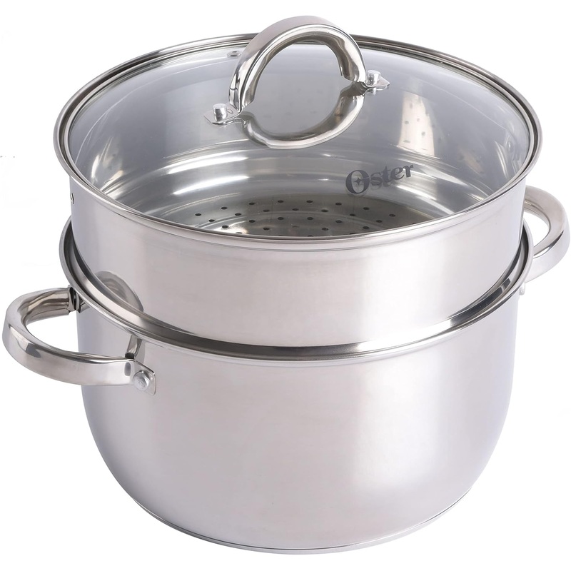 Oster Sangerfield 6 Qt Dutch Oven Casserole with Steamer Basket, Stainless Steel | Bigbigmart.com