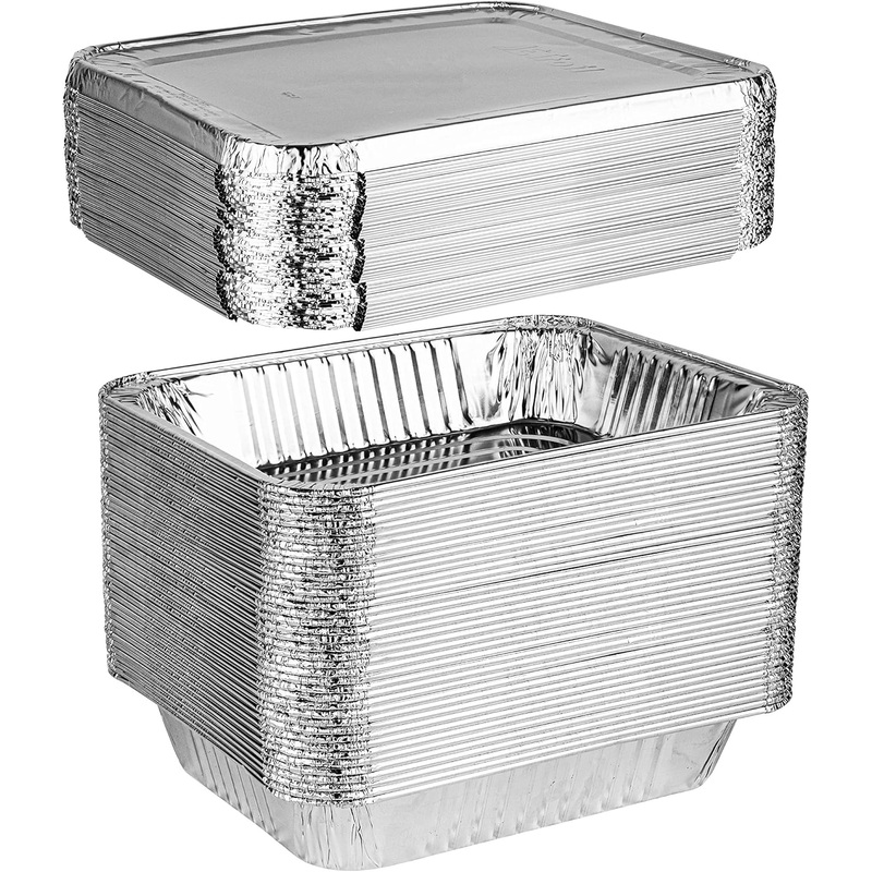 PLASTICPRO Disposable 9 x 13 Aluminum Foil Pans With Lids Half Size Deep Steam Table Bakeware – Cookware Perfect for Baking Cakes, Bread, Meatloaf, Lasagna Pack of 50 Pans & 50 Lids | Bigbigmart.com