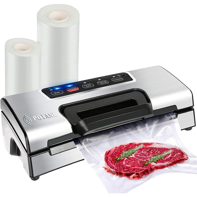 Precision Vacuum Machine,Pro Food Sealer with Built-in Cutter and Bag Storage(Up to 20 Feet Length), Both Auto&Manual Options,2 Modes,Includes 2 Bag Rolls 11×16 and 8×16,Compact Design | Bigbigmart.com