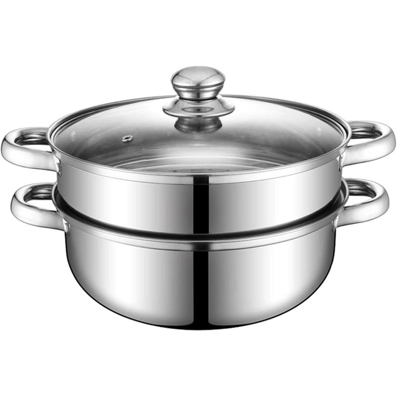 Steamer Pot for Cooking 11.9 inch Steamer Pot Upgrade Capacity, 2-tier Multipurpose 18/8 Stainless Steel Steam Pot Cookware with Lid for Vegetable, Dumpling, Stock, Sauce, Food | Bigbigmart.com