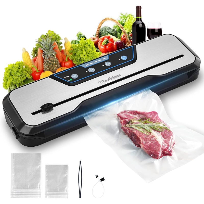 Vacuum Sealer Machine, with Starter Kit and 2-Year Warranty, Beelicious Automatic Air Sealing for Food Storage, Build-in Cutter, Moist Mode, EXT-VAC | Bigbigmart.com