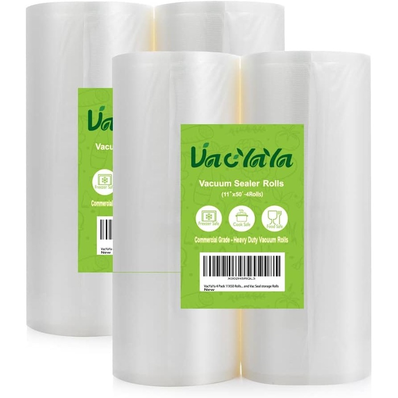 VacYaYa 4 Pack 11X50 Rolls (Total 200 feet) Vacuum Sealer Bags Rolls with BPA Free,Heavy Duty,Great for Sous Vide and Vac Seal storage Rolls | Bigbigmart.com