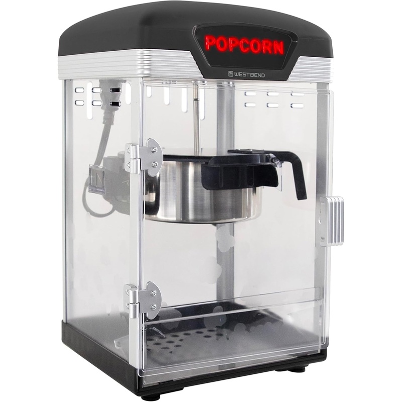 West Bend Stir Crazy Movie Theater Popcorn Popper, Gourmet Popcorn Maker Machine with Nonstick Popcorn Kettle and Popcorn Scoop for Popcorn Machine, 4 Qt., Black | Bigbigmart.com