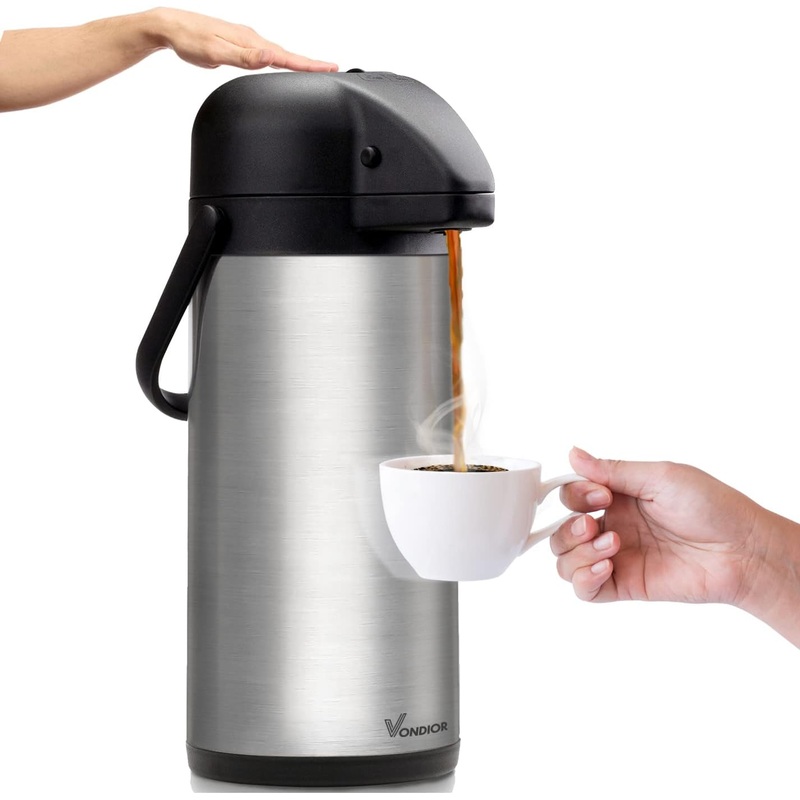85 oz (2.5L) Coffee Carafe with Pump, Insulated Stainless Steel Coffee Dispenser, Coffee Carafes for Keeping Hot/Cold, Hot Beverage Dispenser for Party | Bigbigmart.com