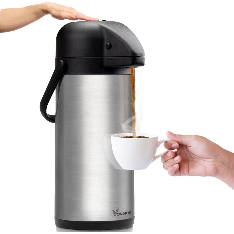 Airpot Coffee Dispenser with Pump – 102 oz Insulated Stainless Steel Coffee Carafe – Thermal Beverage Dispenser – Thermos Urn for Hot/Cold Water, Party Chocolate Drinks | Bigbigmart.com