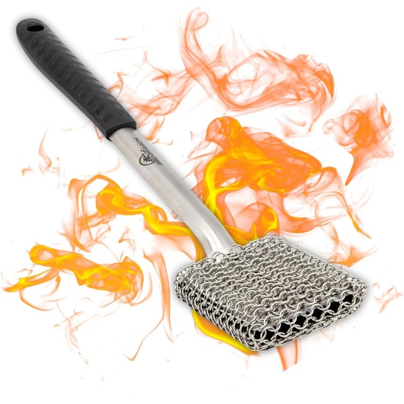 BBQ Dragon Chainmail Grill Brush – Bristle-Free Grill Cleaning Brush for Outdoor Grill – Heavy-Duty BBQ Brush and Grill Scrubber – Stainless Steel BBQ Grill Brush Cleaner – Safe BBQ Brush for Grills | Bigbigmart.com