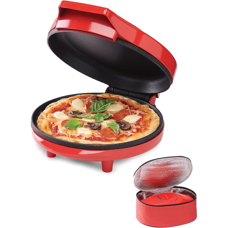 Betty Crocker 8 Travel Pizza Maker Plus, Indoor Electric Grill With Insulated Travel Bag, Nonstick Pan for Pizzas, Quesadillas, Nachos and more, Pizza Machine for Delicious Meals and Snacks, Red | Bigbigmart.com