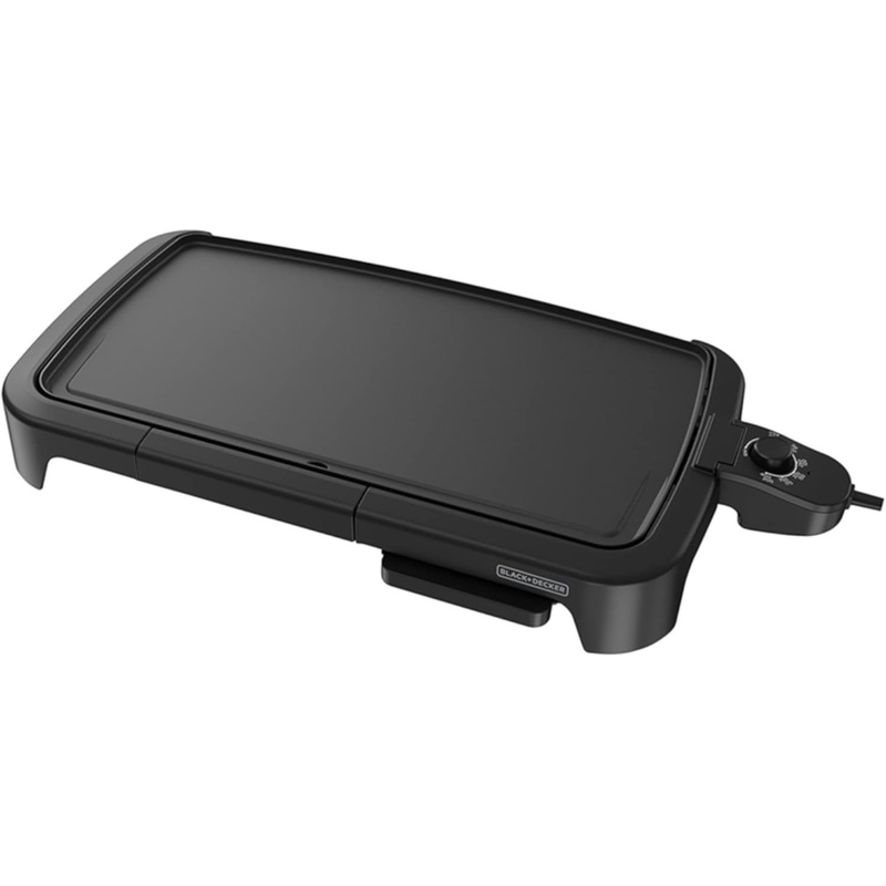 BLACK+DECKER 8-Serving Electric Griddle, GD2051B, Non-Stick Cooking Surface, Warming Tray, Removable Drip Tray, Family Sized | Bigbigmart.com