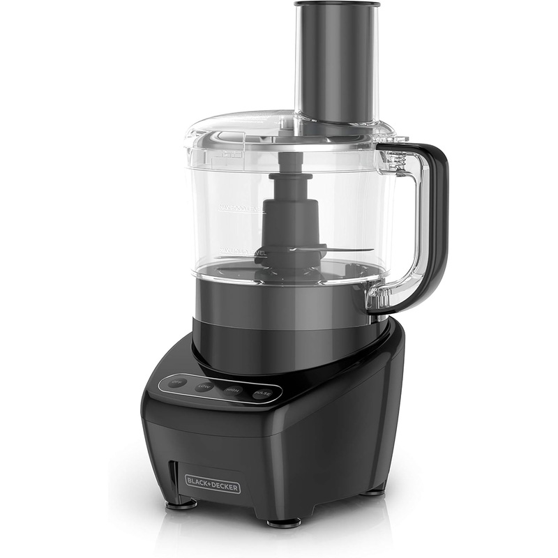 BLACK+DECKER Food Processor and Vegetable Chopper, Stainless Steel Blade, 8-Cup Capacity, 450W Power with Attachments to Shred, Slice, Mince, Grind, and Puree | Bigbigmart.com