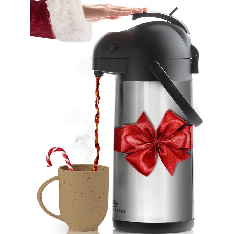Coffee Carafe with Pump – 102oz / 3L Airpot 12 Hours Large Carafe Hot Cocoa Dispenser for Parties-Hot Water Dispenser, Tea Flask-Insulated Stainless Steel Hot Beverage Dispenser-Thermal Carafe Air Pot | Bigbigmart.com