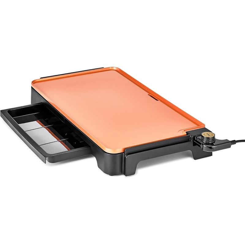 CRUX XL Electric Griddle in Titanium with Nonstick Ceramic Coating, Cool-Touch Handles, and Slide-Out Drip Tray – Indoor Grill for Breakfast, Eggs, Pancakes, and Burgers | Bigbigmart.com