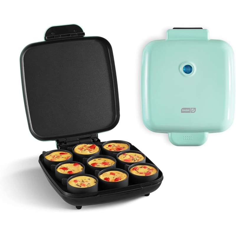 DASH Sous Vide Style Family Size Egg Bite Maker for Breakfast Bites, Sandwiches, Healthy Snacks or Desserts, Keto & Paleo Friendly (9 Servings), Aqua | Bigbigmart.com