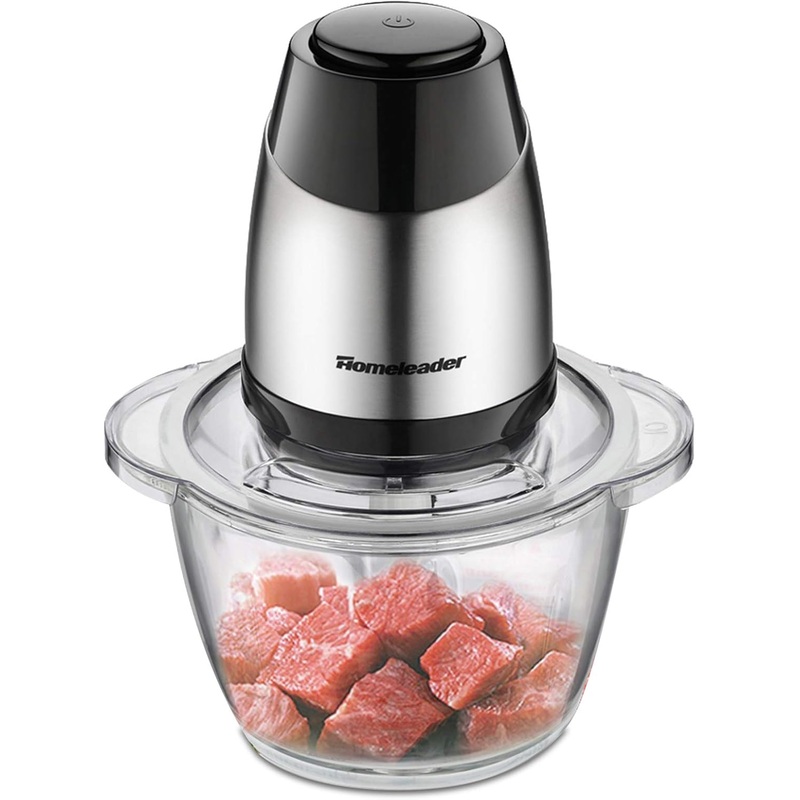 Electric Food Chopper, 5-Cup Food Processor by Homeleader, 1.2L Glass Bowl Grinder for Meat, Vegetables, Fruits and Nuts, Stainless Steel Motor Unit and 4 Sharp Blades, 300W | Bigbigmart.com