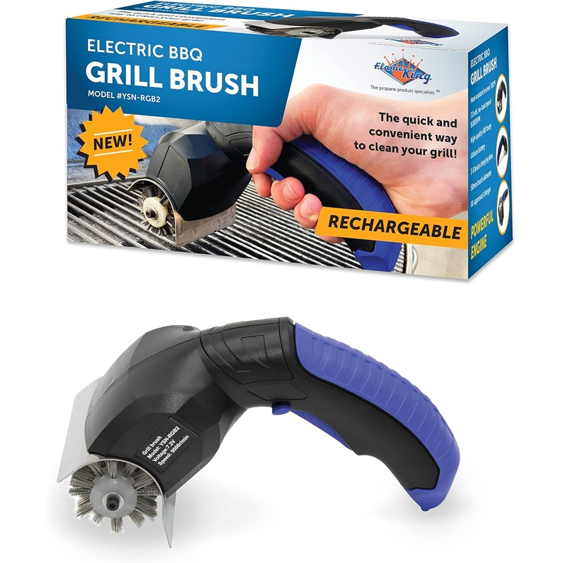 Flame King Electric BBQ Grill Brush Cordless and Rechargeable Stainless Steel Bristles,Black | Bigbigmart.com