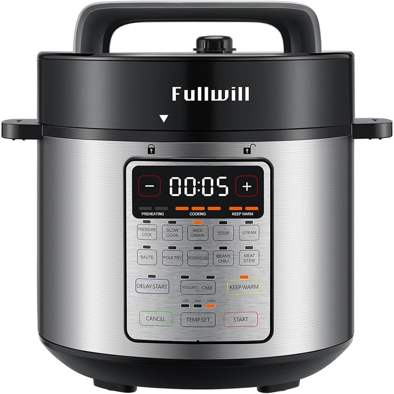 Fullwill Electric Pressure Cooker Uni 6qt, 9-in-1 Multi-Functional Slow Cooker, Rice Cooker, Yogurt Maker, Cake Maker, Saut Pan, Steamer, Food Warmer, Soup Maker | Bigbigmart.com