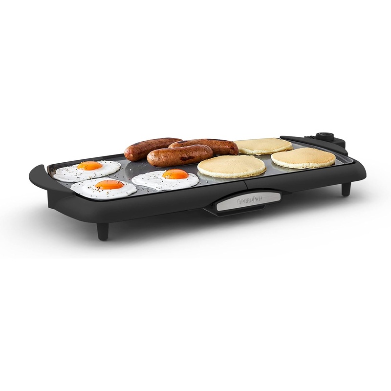 GreenPan Healthy Ceramic Nonstick, Extra Large 20 Electric Griddle for Pancakes Eggs Burgers and More, Stay Cool Handles, Removable Drip Tray, Adjustable Temperature Control, PFAS-Free, Black | Bigbigmart.com