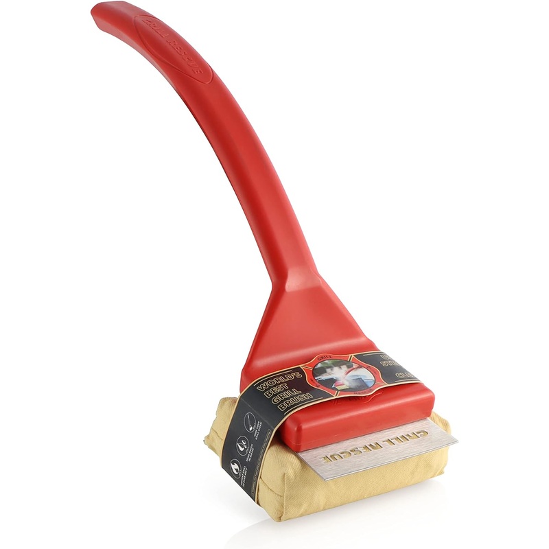 Grill Rescue Bristle-Free Steam Cleaning Grill Brush – Safe for All Grill Types, Heat-Resistant Kevlar Head, Perfect for Stainless Steel, Porcelain, Cast Iron Grates (Scraper Brush) | Bigbigmart.com