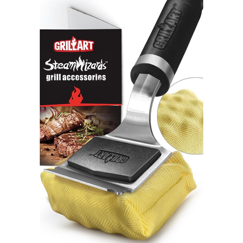 GRILLART Grill Brush for Outdoor Grill Bristle Free – Reinforced Grill Cleaner Scraper BBQ Brush – Replaceable Head Barbecue Grill Cleaning Brush – Safe BBQ Accessories Grill Tools – Gifts for Men/Dad | Bigbigmart.com