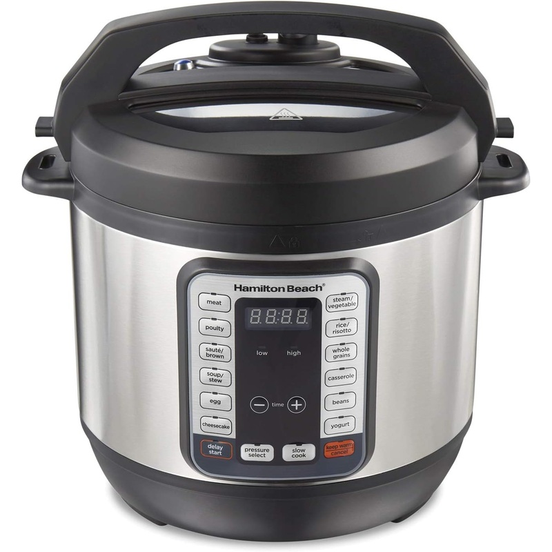 Hamilton Beach 12-in-1 Electric Pressure Cooker with True Slow Cook Technology, Sauts, Browns, Steams, Rice Function, Egg and More, 8 Quart Capacity, Stainless Steel (34508) | Bigbigmart.com