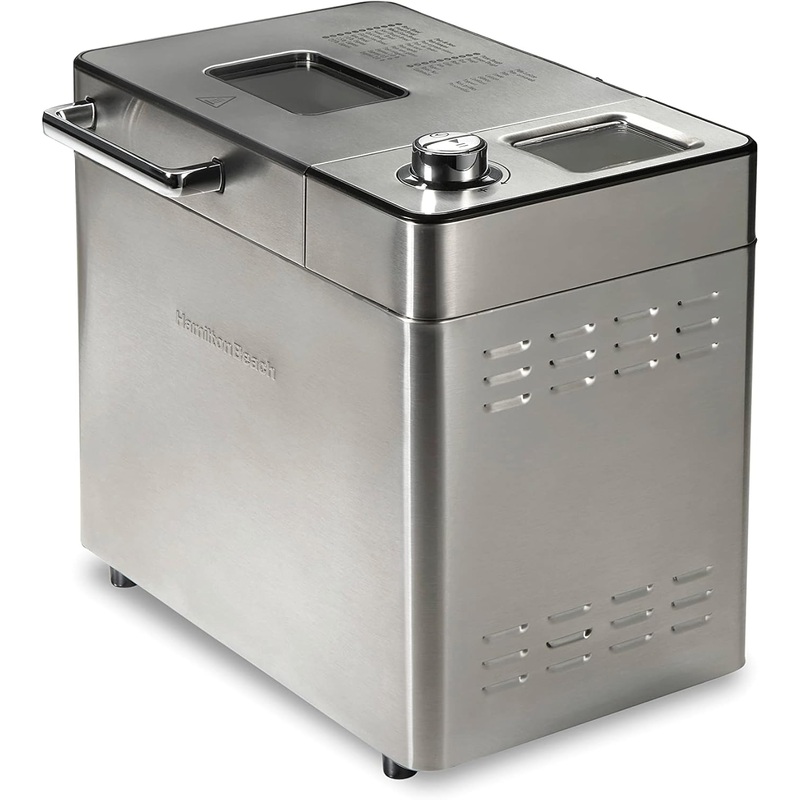 Hamilton Beach 29890 Premium Dough & Bread Maker Machine with Auto Fruit and Nut Dispenser, 2 lb. Loaf Capacity, 21 Programmable Settings Includes Gluten Free+Keto, Stainless Steel | Bigbigmart.com
