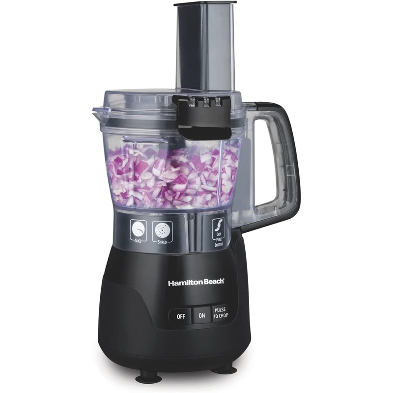 Hamilton Beach Stack & Snap 4-Cup Mini Food Processor & Vegetable Chopper, 250 Watts, for Slicing, Shredding, and Puree, Black (70510) | Bigbigmart.com