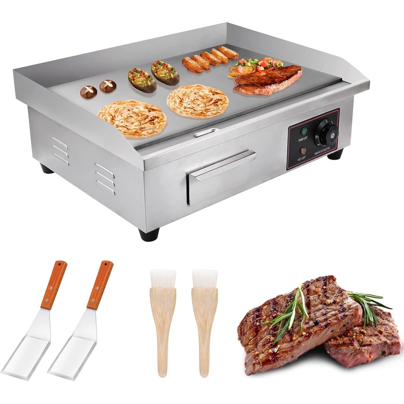 Heuyrao 22 Commercial Electric Griddle, Electric Flat Top Grill, 3000W Countertop Griddle with Shovels and Brushes for Restaurant Kitchens | Bigbigmart.com